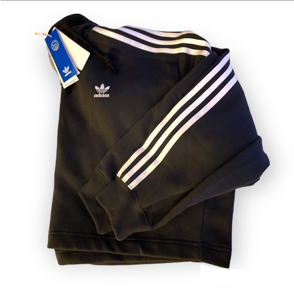 ADIDAS NWT Black Crop Hoodie Medium - Picture 9 of 9